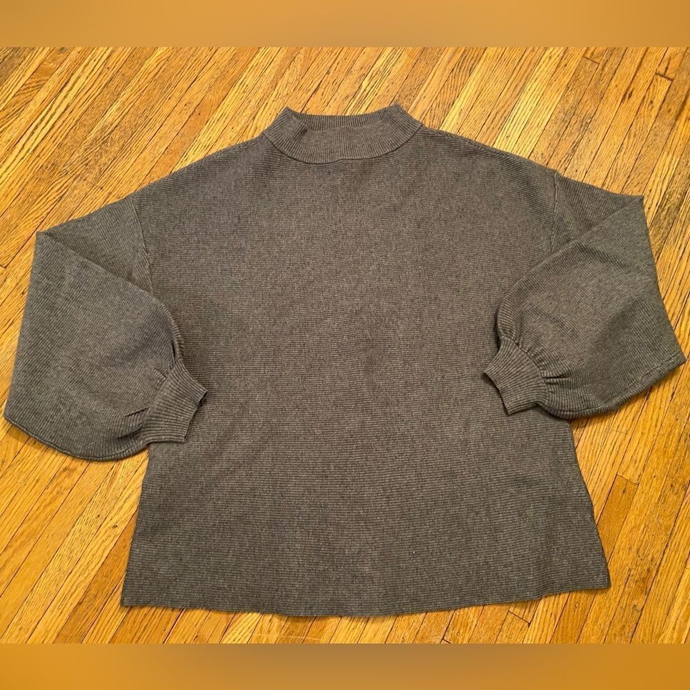 ModCloth grey ribbed high neck sweater